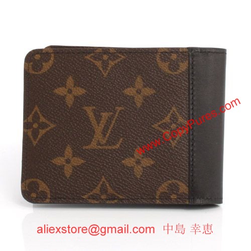 ルイヴィトン モノグラム マカサー ポルトフォイユガスパル 二つ折財布【札入れ】 ダークブラウン＆ブラック M93801 【2011年秋冬新作】